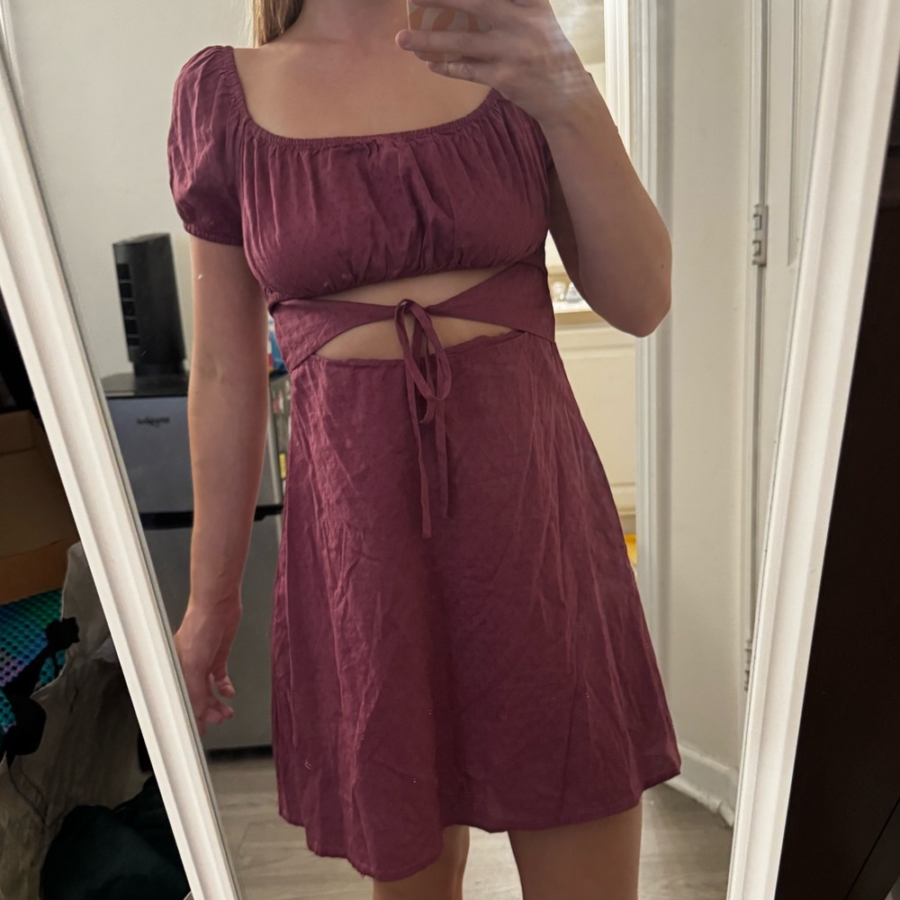Mauve Dress with Cut-Out Design